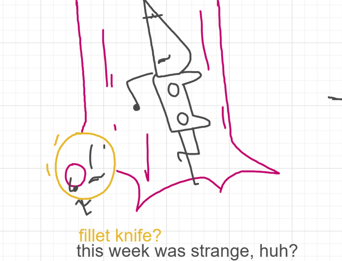 A panel from I've Been Everywhere, Man, episode nine of the Board Boards object show by Furretwalk/WalkingFurret.